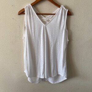 CUT LABEL XXS WHITE SLEEVELESS SEE-THRU TOP WITH DRAWSTRING